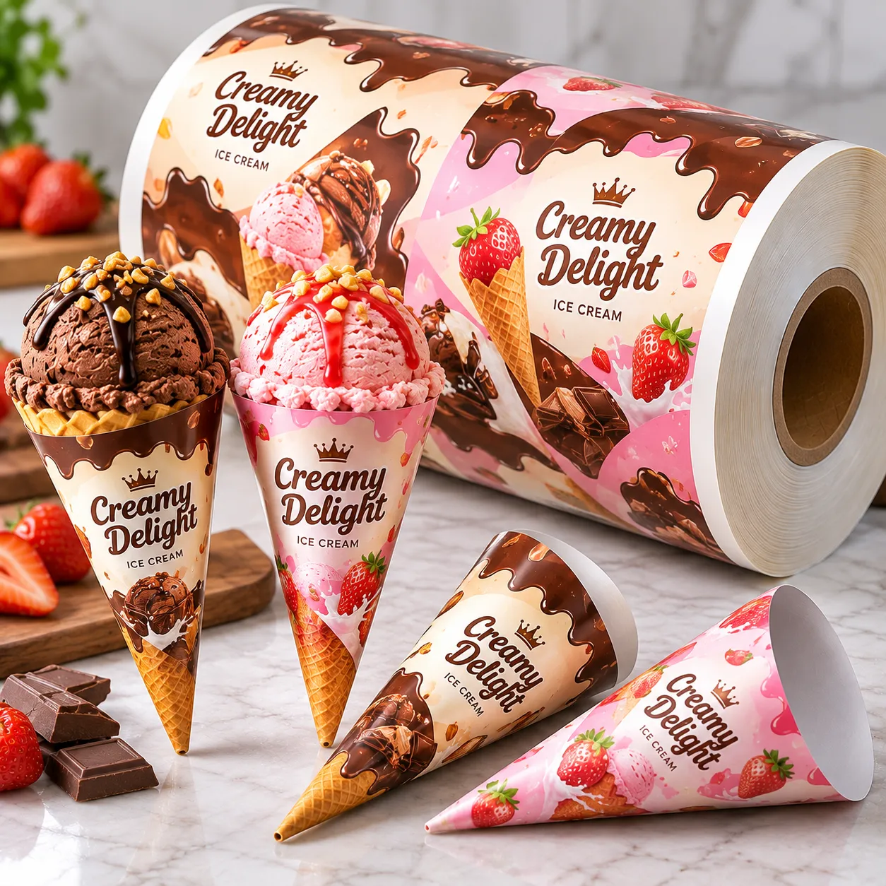 Ice cream paper cone sleeve lamination